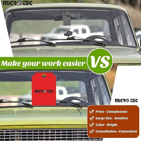 علامات تعليق جامبو من MICRO TEC مقاس 8.5 × 11.5 - علامات مرآة فارغة، علامات جرد السيارات، علامات نافذة بيع السيارات، علامات بطاقات مكونة من 11 نقطة مع فتحة لمتجر خدمة مبيعات السيارات - أصفر، حزمة من 250 in Kuwait
