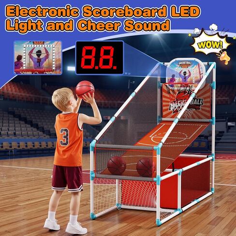 2 في 1 للأطفال، هدف كرة السلة وكرة القدم، لوحة النتائج الإلكترونية بأضواء LED، مجموعة ألعاب كرة السلة بارتفاع قابل للتعديل، ألعاب رياضية داخلية وخارجية هدية للأطفال الصغار الأولاد والبنات الذين تتراوح أعمارهم بين 3-12 عامًا in Kuwait