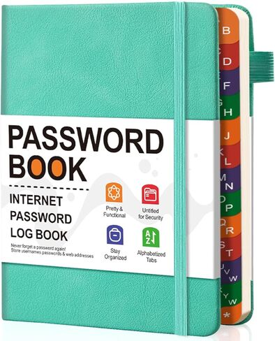 كتاب كلمة المرور مع علامات تبويب أبجدية، كتاب سجل كلمات المرور المفهرسة الملونة B6 مع جيب خلفي، منظم كلمات المرور من الألف إلى الياء للمنزل وكبار السن (أزرق فاتح) in Kuwait