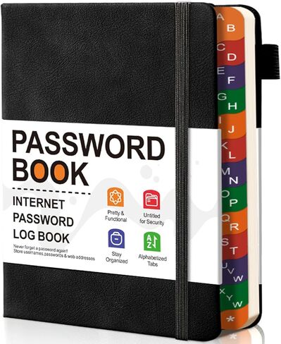 كتاب كلمة المرور مع علامات تبويب أبجدية، كتاب سجل كلمات المرور المفهرسة الملونة B6 مع جيب خلفي، منظم كلمات المرور من الألف إلى الياء للمنزل وكبار السن (أزرق فاتح) in Kuwait