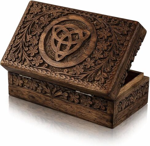 The Great Indian Bazaar Jewelry Box (Brown, 8 x 5 Inch) - Handmade Decorative Wooden Jewelry Storage Organizer for Bracelet, Bangle, Necklace, Ring, Watch, Earring, Keepsake, Treasure Box in Saudi Arabia