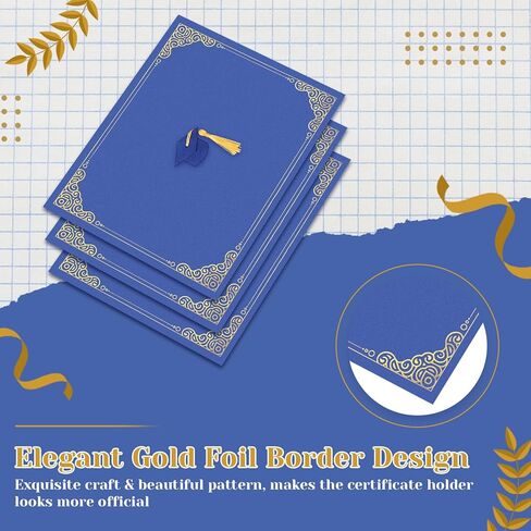 24 Pack 2026 Graduation Certificate Holders Single Sided Gold Foil Award Diploma Covers with Felt Graduation Cap Sticker for Congratulations Diploma Employee Appreciation(Blue) in Saudi Arabia