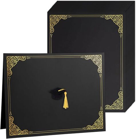 24 حزمة من حاملي شهادات التخرج لعام 2026، أغطية دبلوم جائزة رقائق الذهب من جانب واحد مع ملصق قبعة التخرج اللباد لتقدير موظف الدبلوم (أزرق) in Kuwait