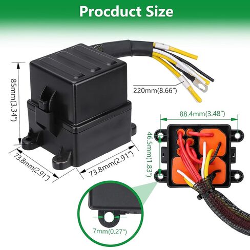 Wengart 12V صندوق ترحيل الصمامات المدمج مسبقًا WG33K، مركز توزيع الطاقة ثلاثي الاتجاهات مع مرحلات 40A JD1912 وصمامات ATC/ATO، حزام مقاوم للماء IP65 للدراجات النارية، UTV، ATV، الأسلاك البحرية والمنزلية، أسود in Kuwait