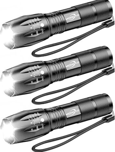MODOAO 3pack Super Bright Flashlights High Lumens LED Flashlight With Zoomable Beam - Mini Flashlights for Camping, Hiking, Dog Walking - Powerful Emergency Flashlights with 5 Modes for Outdoor Use in Saudi Arabia