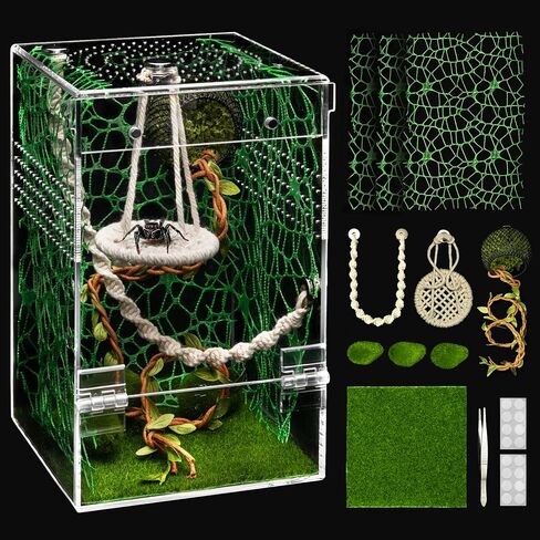 الزواحف PC Terrarium البرمائية السلاحف خزان كاتب عدة الموئل قفص 9.4x19.2x7.8 بوصة لتربية السحالي والسلاحف والثعابين والحرباء والعناكب القفز in Saudi Arabia