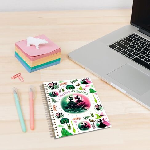 LONGXIN Witch Merch Broadway Musical Notebook Journal هدايا ساحرة للفتيات والنساء Elphaba وGlinda معجبي الأفلام، بضائع ساحرة، صداقات غير محتملة، دفتر حلزوني بغلاف مقوى 5.8x8.3 in Kuwait
