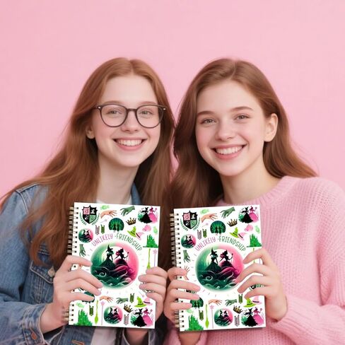 LONGXIN Witch Merch Broadway Musical Notebook Journal هدايا ساحرة للفتيات والنساء Elphaba وGlinda معجبي الأفلام، بضائع ساحرة، صداقات غير محتملة، دفتر حلزوني بغلاف مقوى 5.8x8.3 in Kuwait