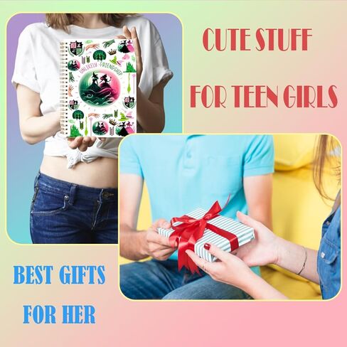 LONGXIN Witch Merch Broadway Musical Notebook Journal هدايا ساحرة للفتيات والنساء Elphaba وGlinda معجبي الأفلام، بضائع ساحرة، صداقات غير محتملة، دفتر حلزوني بغلاف مقوى 5.8x8.3 in Kuwait
