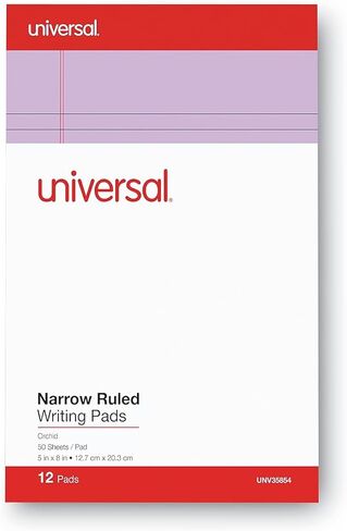 وسادات ملاحظات مثقوبة ملونة من Universal 35854، قاعدة ضيقة، 5 × 8، أوركيد، 50 ورقة، دزينة in Kuwait