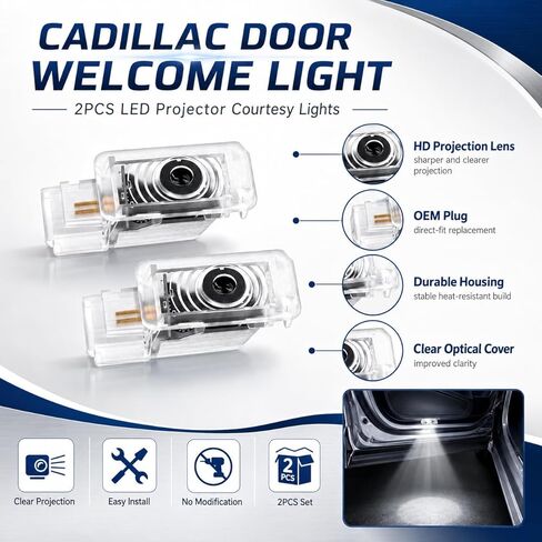 3D Shadow Lights LED Door Logo Projector for SRX CT6 CT5 CT4 XTS ATS XT4 XT5 XT6 Dual Plug Puddle Lights for Cadillac Welcome Courtesy Lights Auto Accesories in Saudi Arabia