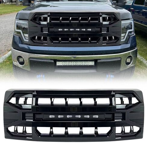 استبدال الشواية الأمامية من MEGAIE لـ F150 2009-2014، شبكة المصد الأمامي باللون الأسود غير اللامع مع أضواء الطرق الوعرة in Kuwait