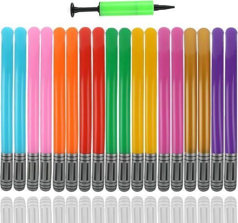 18 Pcs Inflatable Light Sabers - 9 Vibrant Colors, Inflatable Lightsaber with Air Pump for Star Wars Themed Party, Inflatable Sword Toys Party Bags Stocking Stuffers for Kids Cosplay Party Favors in Kuwait