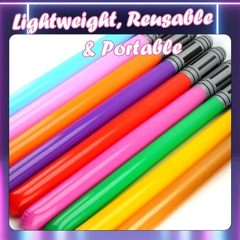 18 Pcs Inflatable Light Sabers - 9 Vibrant Colors, Inflatable Lightsaber with Air Pump for Star Wars Themed Party, Inflatable Sword Toys Party Bags Stocking Stuffers for Kids Cosplay Party Favors in Kuwait