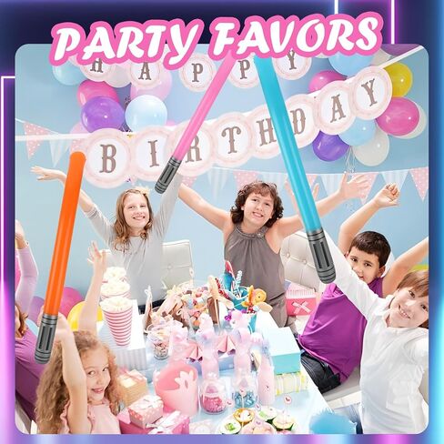 18 Pcs Inflatable Light Sabers - 9 Vibrant Colors, Inflatable Lightsaber with Air Pump for Star Wars Themed Party, Inflatable Sword Toys Party Bags Stocking Stuffers for Kids Cosplay Party Favors in Kuwait