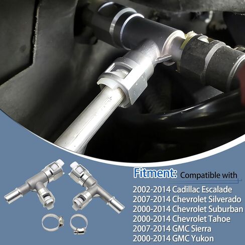 Metal Heater Hose Tee Connector Compatible with Cadillac Escalade/Chevrolet Silverado/Suburban/Tahoe/GMC Sierra, replace 15055342 800-414HP 800-413HP 15055343 in Kuwait