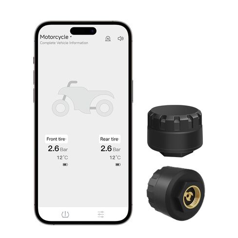 Wireless Motorcycle TPMS - Ultra Easy Installation Bluetooth Tire Pressure Monitoring System | Real-Time Pressure & Temperature Alerts | Compatible with iOS & Android in Kuwait