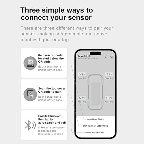 Wireless Motorcycle TPMS - Ultra Easy Installation Bluetooth Tire Pressure Monitoring System | Real-Time Pressure & Temperature Alerts | Compatible with iOS & Android in Kuwait