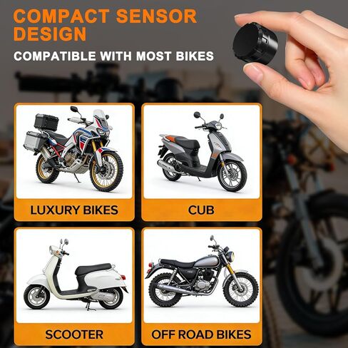 Wireless Motorcycle TPMS - Ultra Easy Installation Bluetooth Tire Pressure Monitoring System | Real-Time Pressure & Temperature Alerts | Compatible with iOS & Android in Kuwait