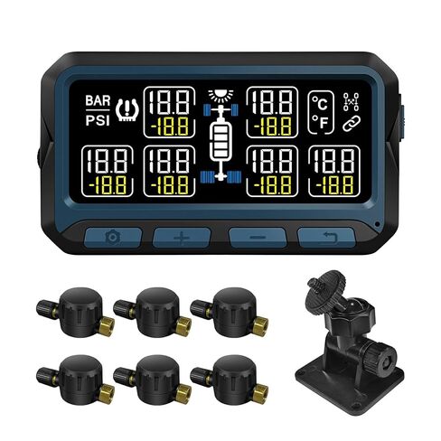 نظام مراقبة ضغط الإطارات RV مع 6 أجهزة استشعار، شاشة LCD كبيرة في الوقت الحقيقي، الضغط ودرجة الحرارة، 7 أوضاع تنبيه ووضع النوم التلقائي in Kuwait