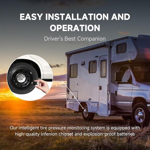 نظام مراقبة ضغط الإطارات RV مع 6 أجهزة استشعار، شاشة LCD كبيرة في الوقت الحقيقي، الضغط ودرجة الحرارة، 7 أوضاع تنبيه ووضع النوم التلقائي in Kuwait