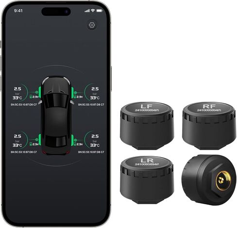 نظام مراقبة ضغط الإطارات RV، TPMS لاسلكي مع اتصال بلوتوث، أجهزة استشعار ضغط الإطارات في الوقت الحقيقي، سهلة التركيب، متوافقة مع iOS وAndroid in Kuwait