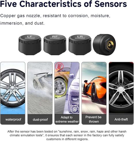 نظام مراقبة ضغط الإطارات RV، TPMS لاسلكي مع اتصال بلوتوث، أجهزة استشعار ضغط الإطارات في الوقت الحقيقي، سهلة التركيب، متوافقة مع iOS وAndroid in Kuwait