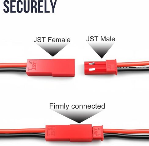 Tensso 2Pin JST Extension Cable: 10pcs JST Female to JST Female Connector for RC Battery Connectors, SYP 2.5mm 22AWG 2-Pin JST Female Connectors to Connect 2 JST Male Plugs Together for RC Parts in Kuwait