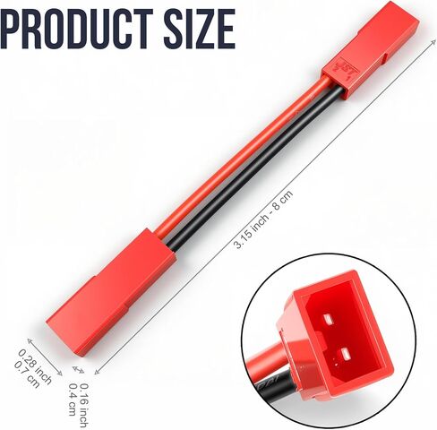 Tensso 2Pin JST Extension Cable: 10pcs JST Female to JST Female Connector for RC Battery Connectors, SYP 2.5mm 22AWG 2-Pin JST Female Connectors to Connect 2 JST Male Plugs Together for RC Parts in Kuwait