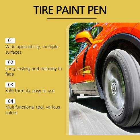 Car Tire Paint Pen – Acrylic Resin Formula, Smooth Writing, Works on Tires, Plastic, Metal & More, DIY Decoration Essential – 3g / 0.11 oz (3-Pack) in Kuwait