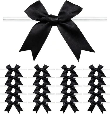 50 Pcs White Bows 3.3" Twist Tie Bows with Satin Ribbon for Gift Wrapping Baby Shower Party Decor Birthday Wedding Treat Bags Anniversary Christmas DIY Crafts in Kuwait