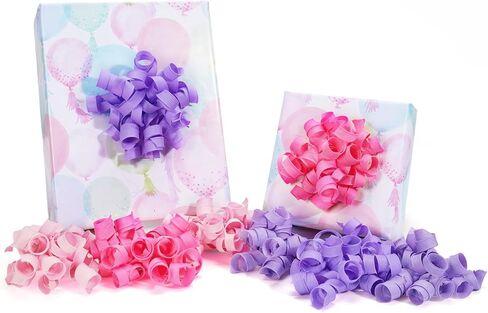 LaRibbons Rainbow Curly Gift Bows, 6-Color Assorted Bows for Gift Wrapping, Self Adhesive Gift Bows for Presents, Party Favors, Candy Bags, Birthday, Holiday Decorations – 6 Count in Kuwait