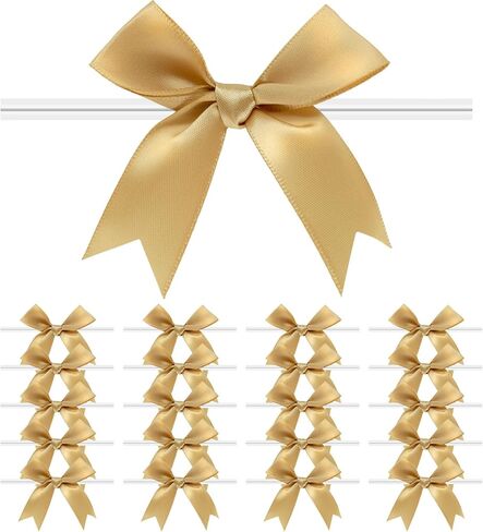 50 Pcs White Bows 3.3" Twist Tie Bows with Satin Ribbon for Gift Wrapping Baby Shower Party Decor Birthday Wedding Treat Bags Anniversary Christmas DIY Crafts in Saudi Arabia