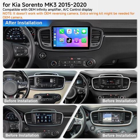 ستيريو سيارة Android 15 لسيارة Kia Sorento MK3 2015–2020 - وحدة رأس تعمل باللمس مقاس 10.1 بوصة 1280 × 800 مع CarPlay اللاسلكي، Android Auto، نظام تحديد المواقع العالمي (GPS)، Wi-Fi 6، BT 5.4 - ترقية لوحة التوصيل والتشغيل in Kuwait