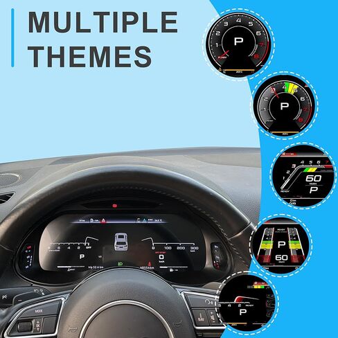 مجموعة لسيارة Audi Q5 2009-2018، عداد سرعة رقمي 12.3 بوصة مع شاشة HD 1920x720، استبدال لوحة أجهزة القياس بعد العلامة مع أنماط واجهة المستخدم المتعددة in Kuwait