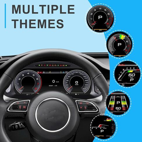 مجموعة لسيارة Audi A6 A7 2013-2018، عداد سرعة رقمي 12.3 بوصة مع شاشة HD 1920x720، استبدال لوحة أجهزة القياس بعد العلامة مع أنماط واجهة المستخدم المتعددة in Kuwait