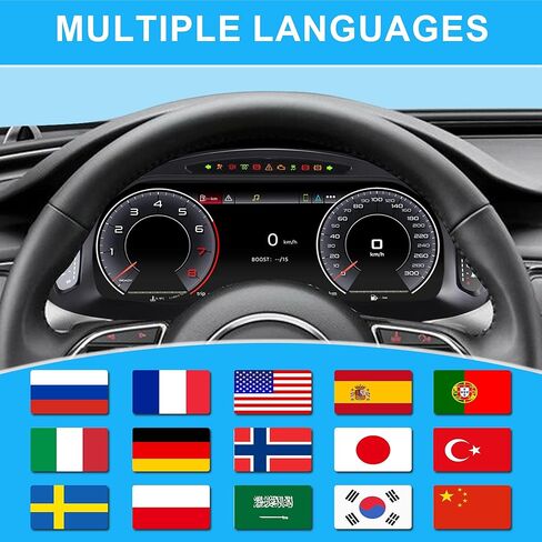 مجموعة لسيارة Audi A6 A7 2013-2018، عداد سرعة رقمي 12.3 بوصة مع شاشة HD 1920x720، استبدال لوحة أجهزة القياس بعد العلامة مع أنماط واجهة المستخدم المتعددة in Kuwait