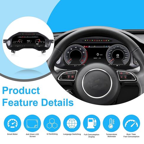مجموعة لسيارة Audi A6 A7 2013-2018، عداد سرعة رقمي 12.3 بوصة مع شاشة HD 1920x720، استبدال لوحة أجهزة القياس بعد العلامة مع أنماط واجهة المستخدم المتعددة in Kuwait