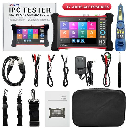 Rsrteng X7-MOVTADHS Upgraded Version 4K CCTV Camera Tester 7 inch IPS Touch Screen Monitor CCTV Tester with TVI CVI AHD SDI IP Camera Test Support DMM OPM VFL TDR POE HDMI DC24V Dual Network Port in Saudi Arabia
