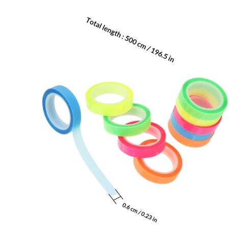 PRETYZOOM Waterproof Fluorescent Highlighter Tape for Books 20 Rolls 0.6cm X 5m Colored Page Tabs for Reading and Annotation in Office School Supplies in Kuwait