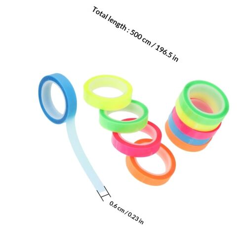 jojofuny Waterproof Highlighter Tape Sticky Tabs for Books, Fluorescent Note Paper 0.6cm X 5m, 20 Rolls Assorted Colors for Reading and Book Annotation in Kuwait
