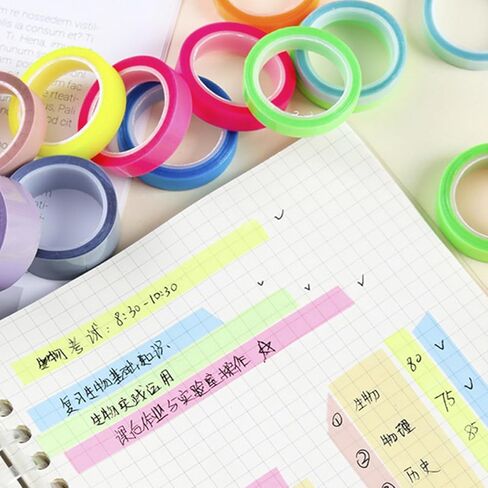 COHEALI Waterproof Highlighter Tape 0.6cm X 5m, 20 Rolls Adhesive Note Tabs for Reading, Book Annotation, and Office Use in Kuwait