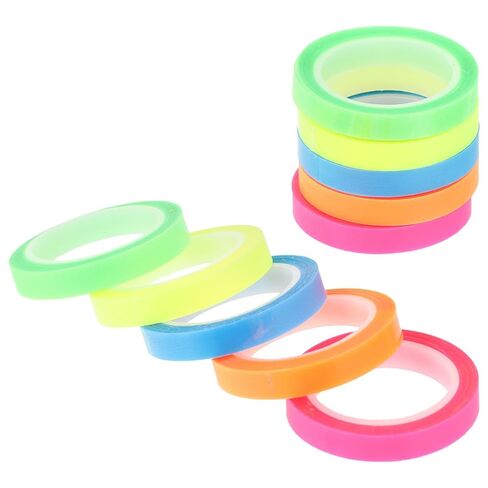 Luxshiny Waterproof Highlighter Tape Sticky Tabs 0.6cm X 5m, Fluorescent Removable Adhesive Strips for Book Annotation, Office and School Supplies, 10 Rolls Set in Kuwait