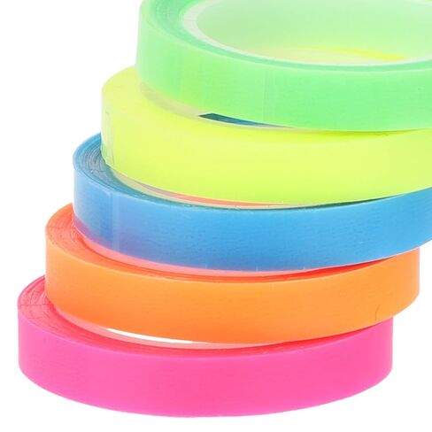 Luxshiny Waterproof Highlighter Tape Sticky Tabs 0.6cm X 5m, Fluorescent Removable Adhesive Strips for Book Annotation, Office and School Supplies, 10 Rolls Set in Kuwait