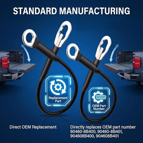 2 Pack Tailgate Cable, Compatible with Nissan Frontier 1998-2004 Pickup Truck, Replaces OEM 90460-8B400 90460-8B401, Left & Right Side Tail Gate Lift Support Straps in Kuwait