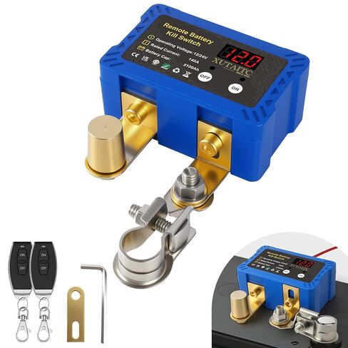 Battery Kill Switch for Car,Remote Battery Disconnect Switch 12V/24V 140A with LED Voltmeter,Battery Cut Off Kill Switch for Car Anti-Theft & Battery Drain Protection,for Vehicle Battery Up to 100AH in Kuwait