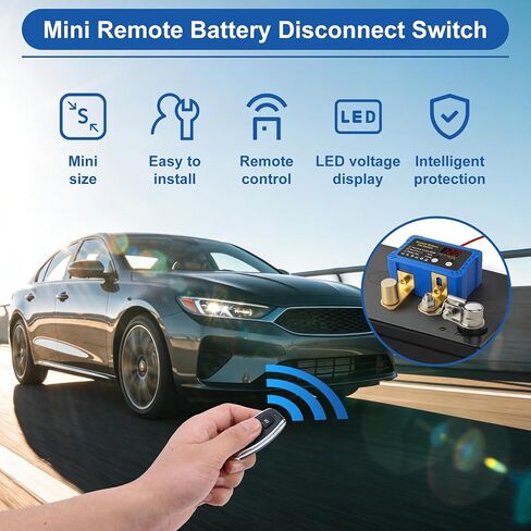 Battery Kill Switch for Car,Remote Battery Disconnect Switch 12V/24V 140A with LED Voltmeter,Battery Cut Off Kill Switch for Car Anti-Theft & Battery Drain Protection,for Vehicle Battery Up to 100AH in Kuwait