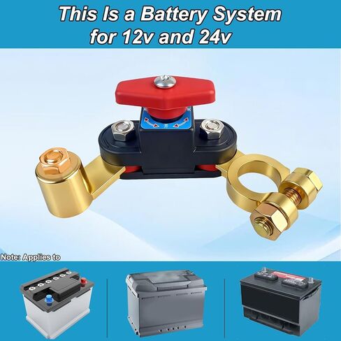 2Pcs Car Battery Power Cut-Off Switch Breaker, Pure Copper Stable Transmission Adjustable High Conductivity 12v-24v Disconnect Switch Smart Car Switch for Truck Boat Rv Car Supplies in Kuwait