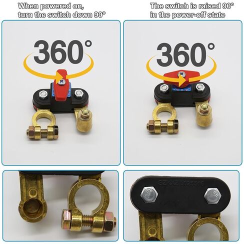 2Pcs Car Battery Power Cut-Off Switch Breaker, Pure Copper Stable Transmission Adjustable High Conductivity 12v-24v Disconnect Switch Smart Car Switch for Truck Boat Rv Car Supplies in Kuwait