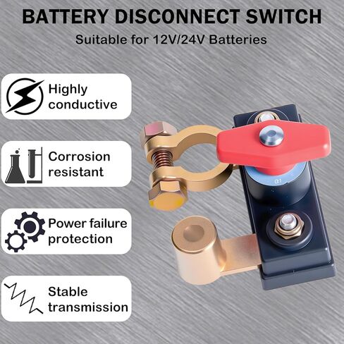 2Pcs Car Battery Cut-Off Switch,Pure Copper Car Battery Disconnect Switch,12V-24V Battery Shut Off Switch for Car RV Boat Truck ATV,Easy to Install,Secure,High Conductivity in Kuwait